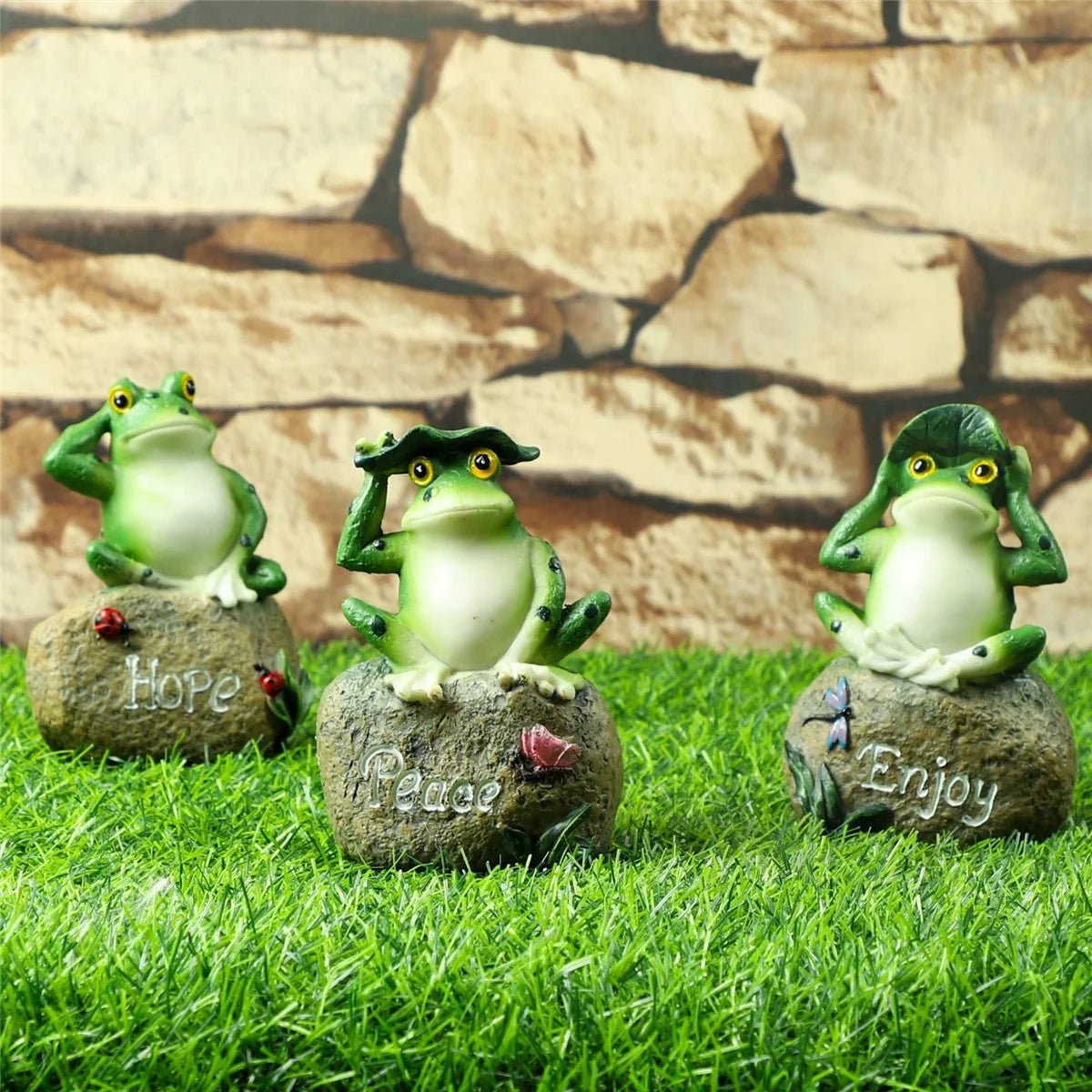 Whimsical Frog Statue Trio: Enchanting Outdoor Garden Decor - Nourishment Tapestry