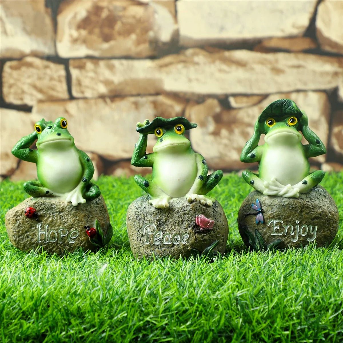 Whimsical Frog Statue Trio: Enchanting Outdoor Garden Decor - Nourishment Tapestry