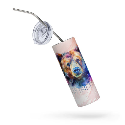 Wilderness Explorer 20oz Bear Tumbler: Insulated Steel Cup for Outdoor Adventure - Nourishment Tapestry