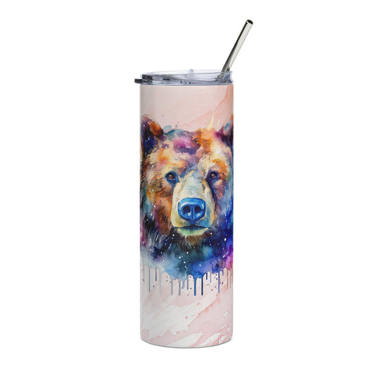 Wilderness Explorer 20oz Bear Tumbler: Insulated Steel Cup for Outdoor Adventure - Nourishment Tapestry