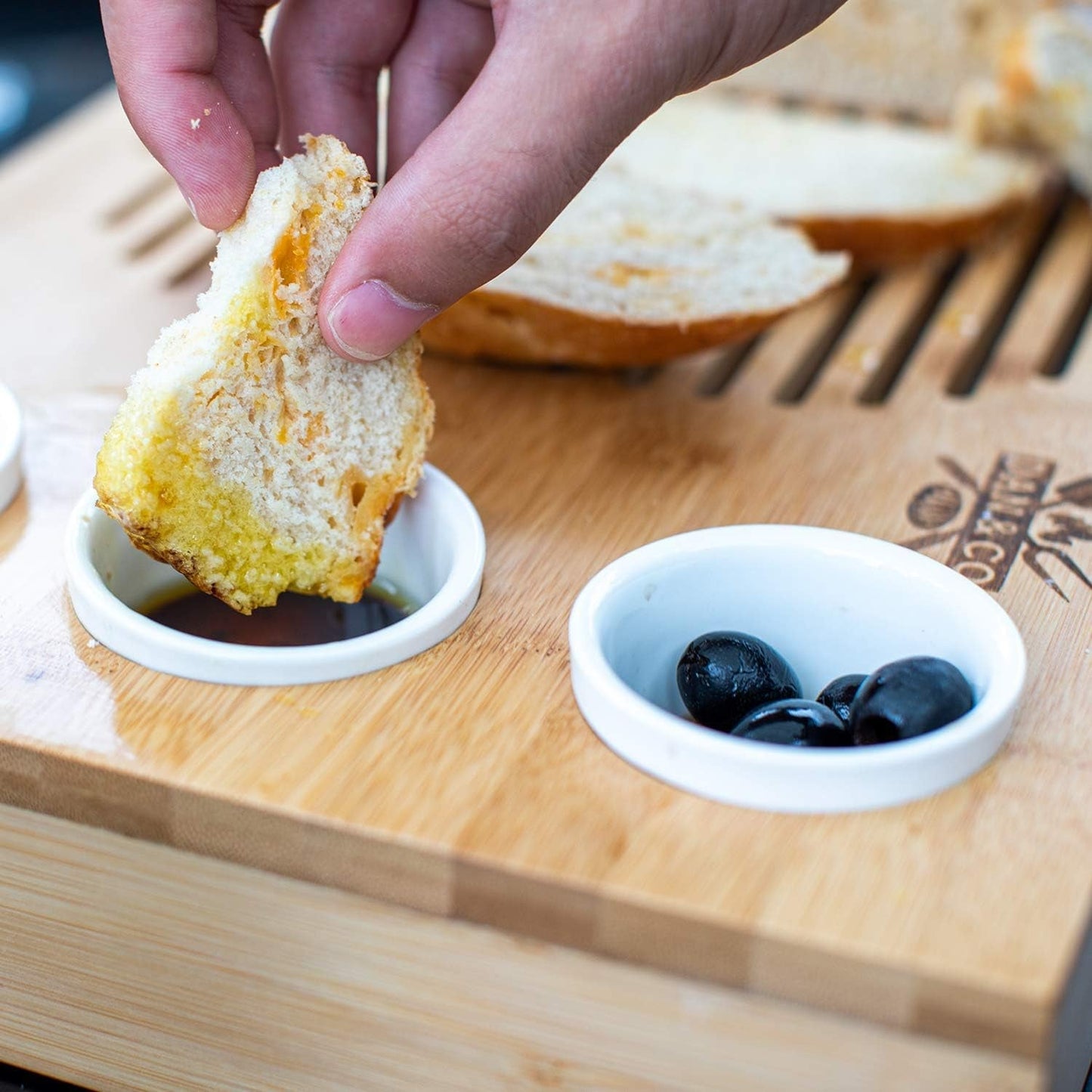 XL Bamboo Carving Board Set with Juice Groove & Dip Pots: Perfect BBQ Gift - Nourishment Tapestry