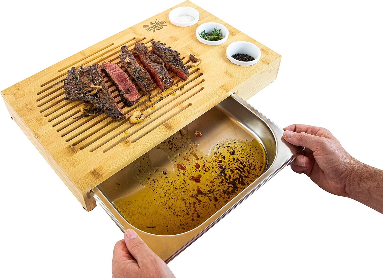 XL Bamboo Carving Board Set with Juice Groove & Dip Pots: Perfect BBQ Gift - Nourishment Tapestry