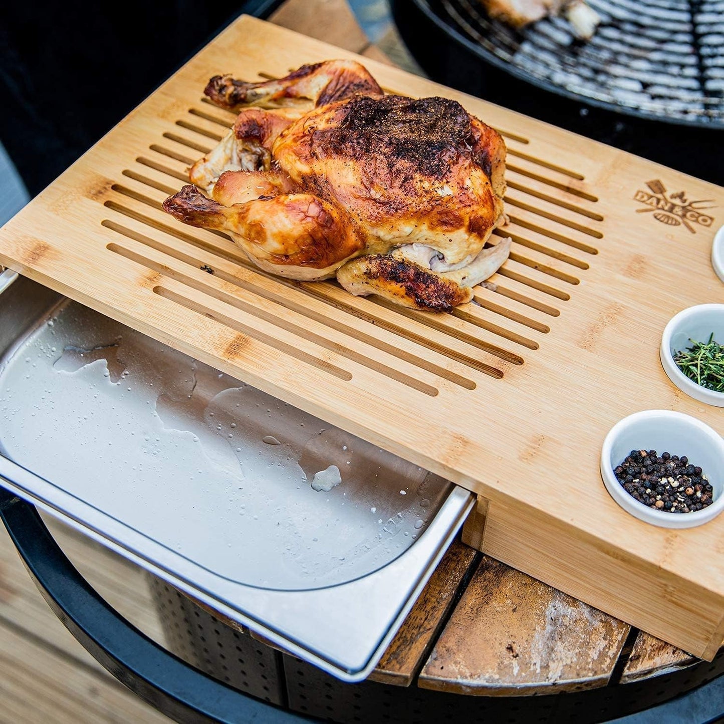 XL Bamboo Carving Board Set with Juice Groove & Dip Pots: Perfect BBQ Gift - Nourishment Tapestry