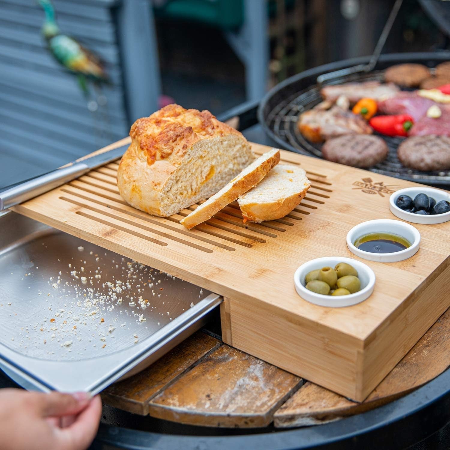 XL Bamboo Carving Board Set with Juice Groove & Dip Pots: Perfect BBQ Gift - Nourishment Tapestry