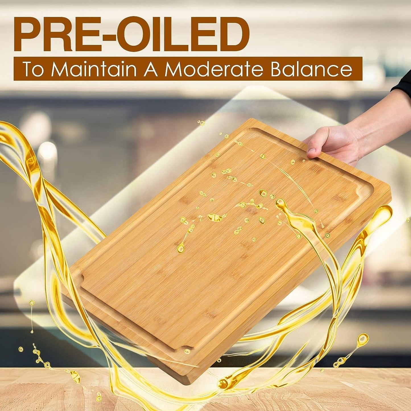 XL Bamboo Cutting Board 17.6": Premium Kitchen Tool with Juice Groove & Handles - Nourishment Tapestry