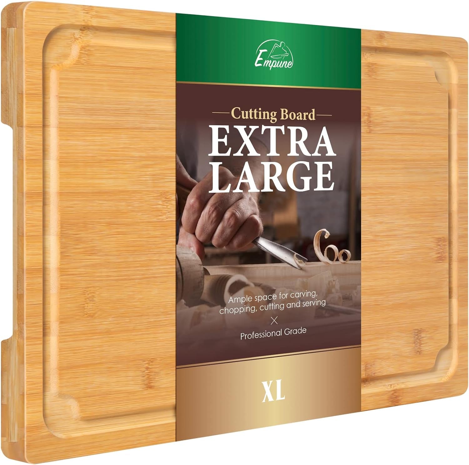 XL Bamboo Cutting Board 17.6": Premium Kitchen Tool with Juice Groove & Handles - Nourishment Tapestry