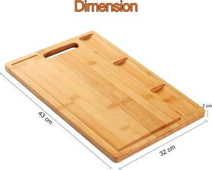 XL Bamboo Cutting Board: Reversible, 3 - Compartment, Juice Groove - Kitchen Prep Station - Nourishment Tapestry