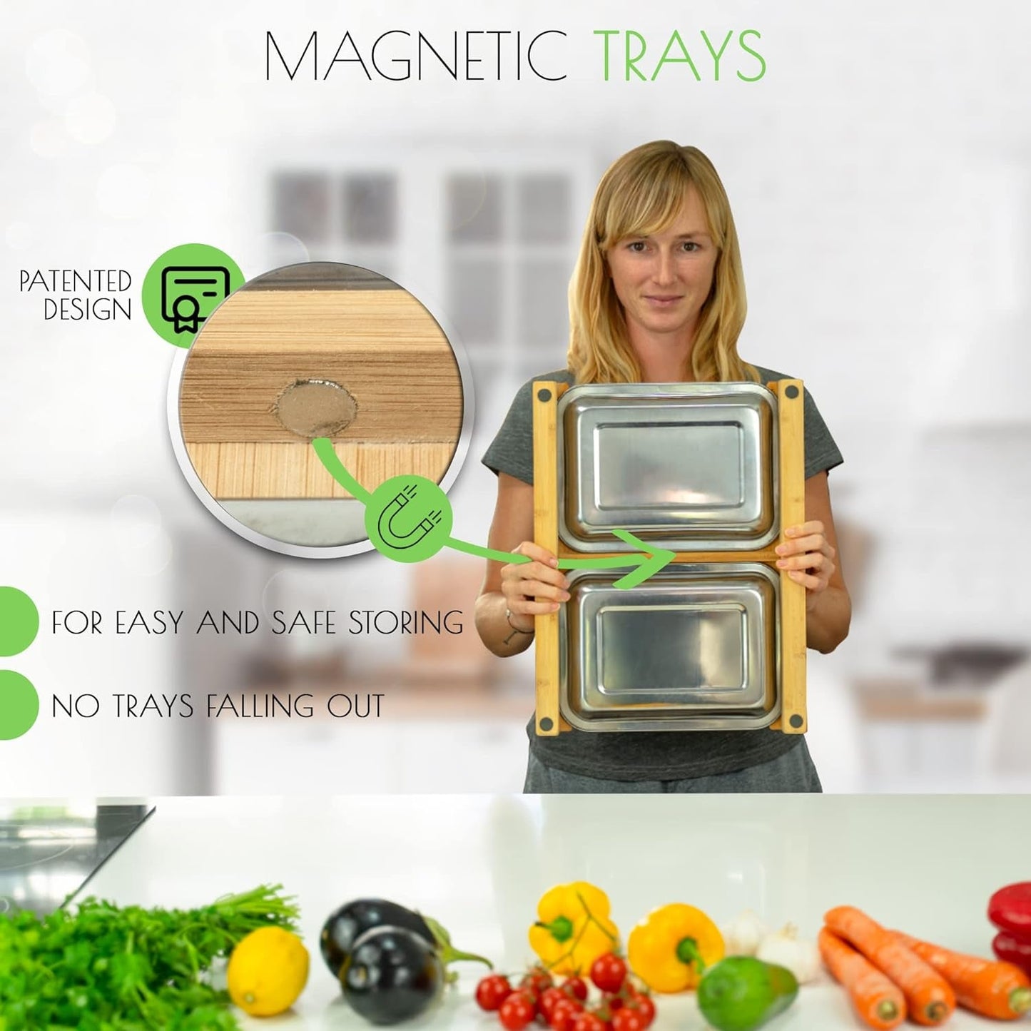 XL Bamboo Cutting Board with Magnetic Trays: Effortless Meal Prep Essential - Nourishment Tapestry