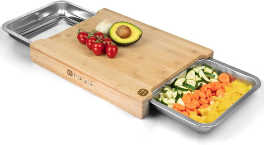 XL Bamboo Cutting Board with Magnetic Trays: Effortless Meal Prep Essential - Nourishment Tapestry