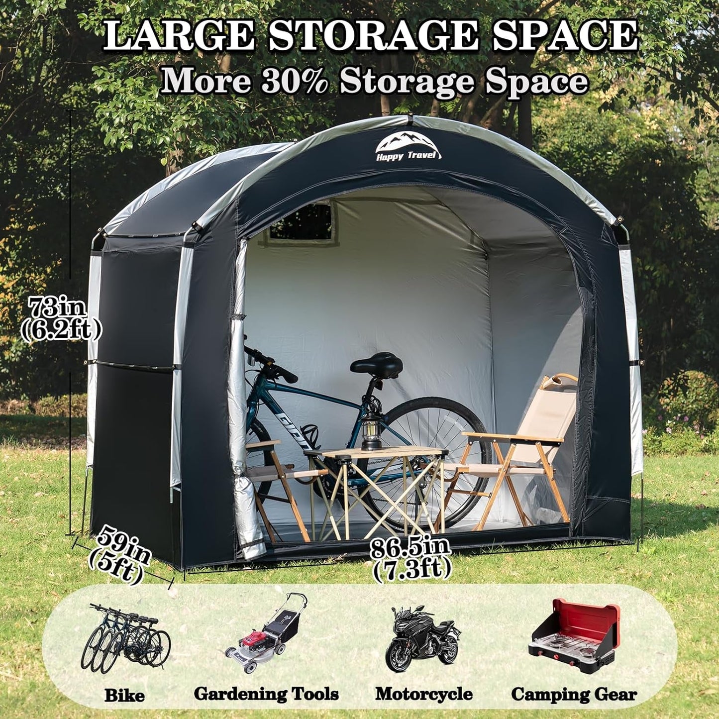 XL Waterproof Bike Storage Tent for Multiple Bicycles & Gear: Portable Outdoor Shed - Nourishment Tapestry