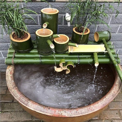 Zen Garden Bamboo Water Fountain: Japanese Decor, Indoor/Outdoor, Split - Resistant - 35cm - Nourishment Tapestry